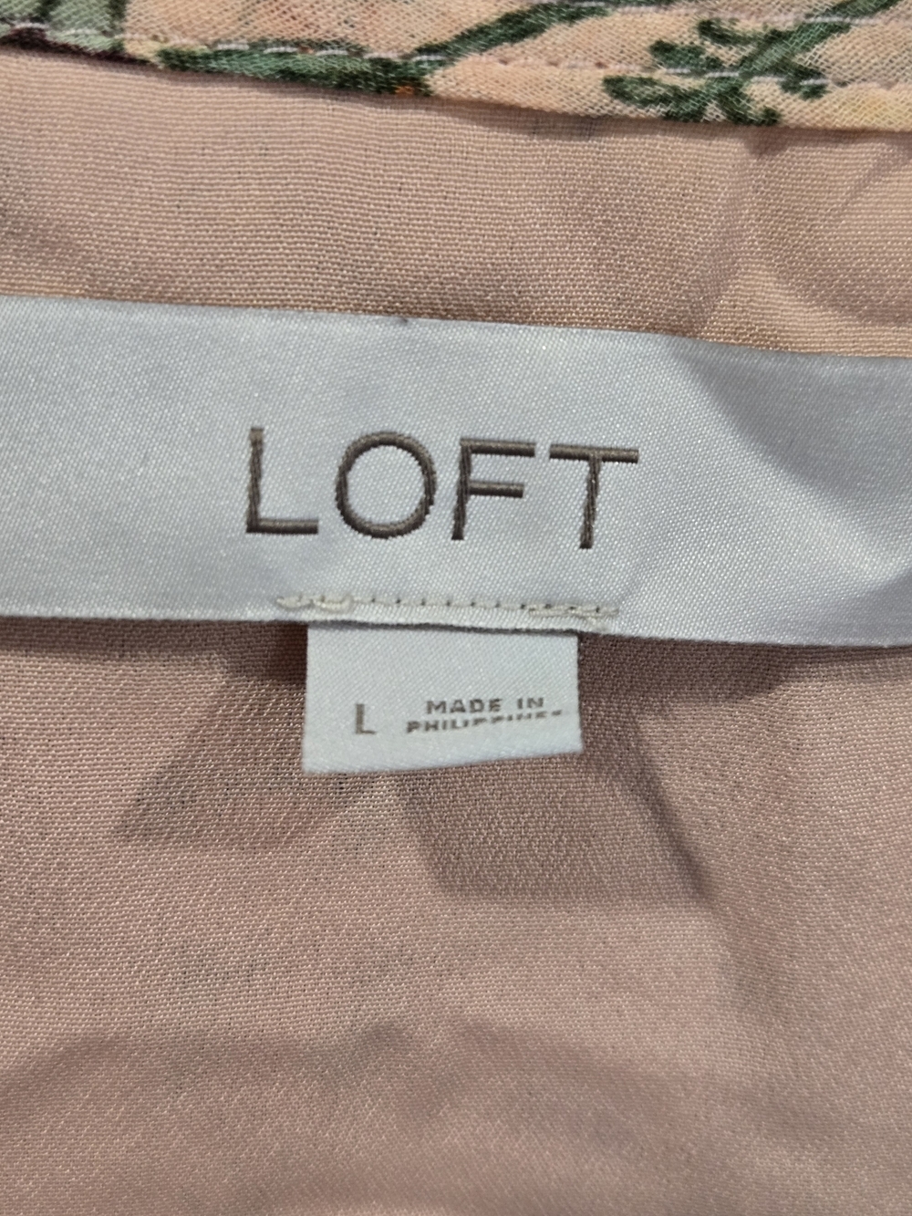 LOFT Peach Floral Dress with Yellow Blooms Size L - Picture 4 of 5